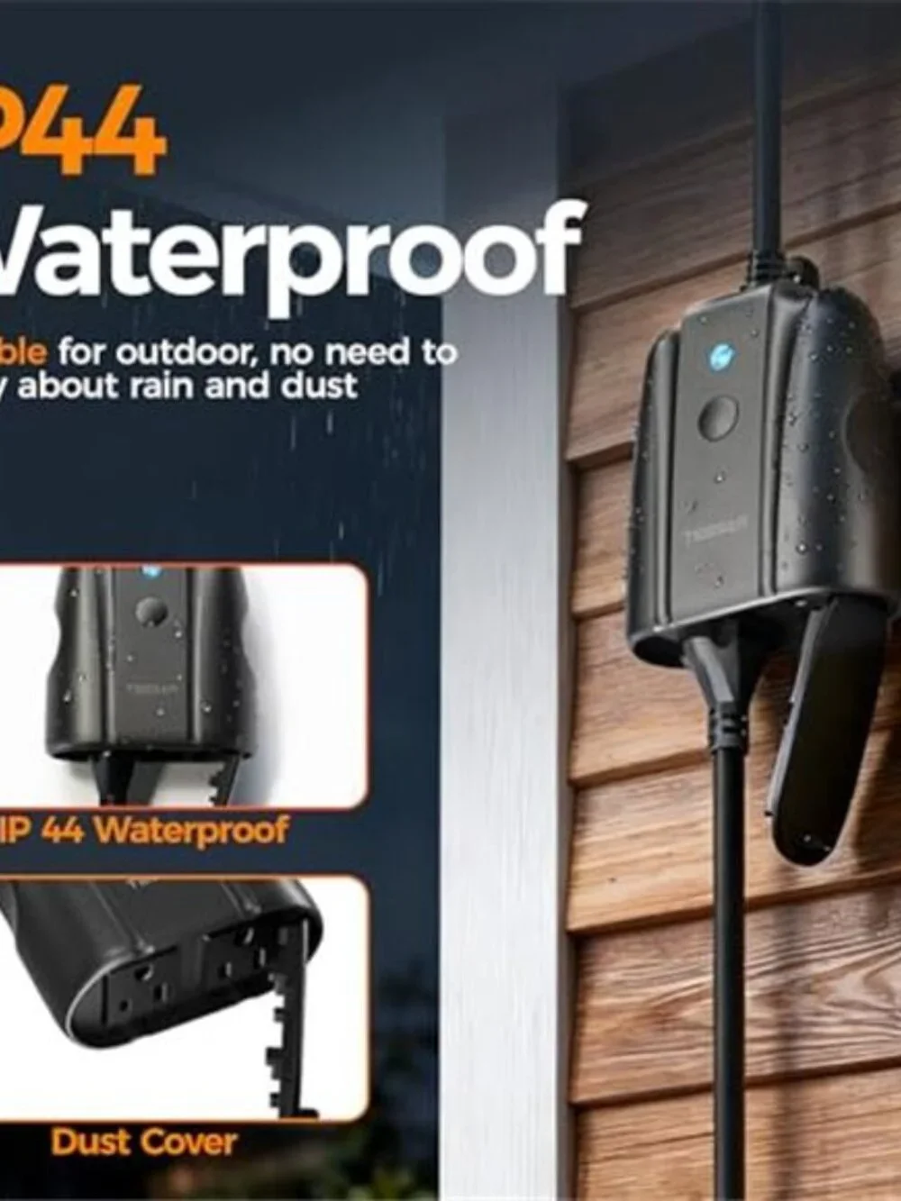Outdoor Smart Plug Waterproof, TESSAN Smart WiFi Outlet Compatible with Alexa